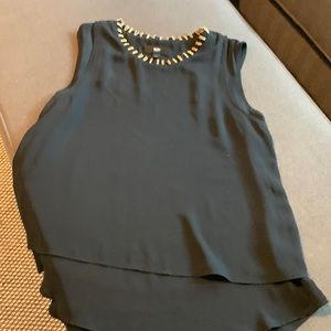 Mossimo dressy black tank with gold beading at neckline, WUC, L